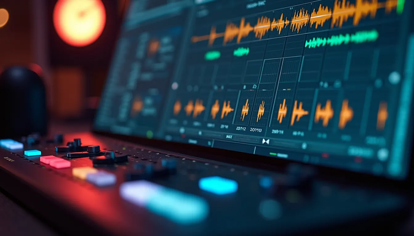 Close-up view of a digital audio workstation screen showing a hip hop beat arrangement